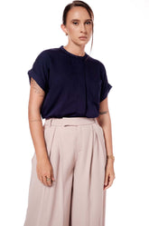 SINGLE POCKET EXTENDED SLEEVE SHIRT - Blue