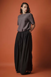 BACK BUTTONED TOP - BROWN