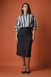 CARGO MIDI SKIRT - DARK GREY