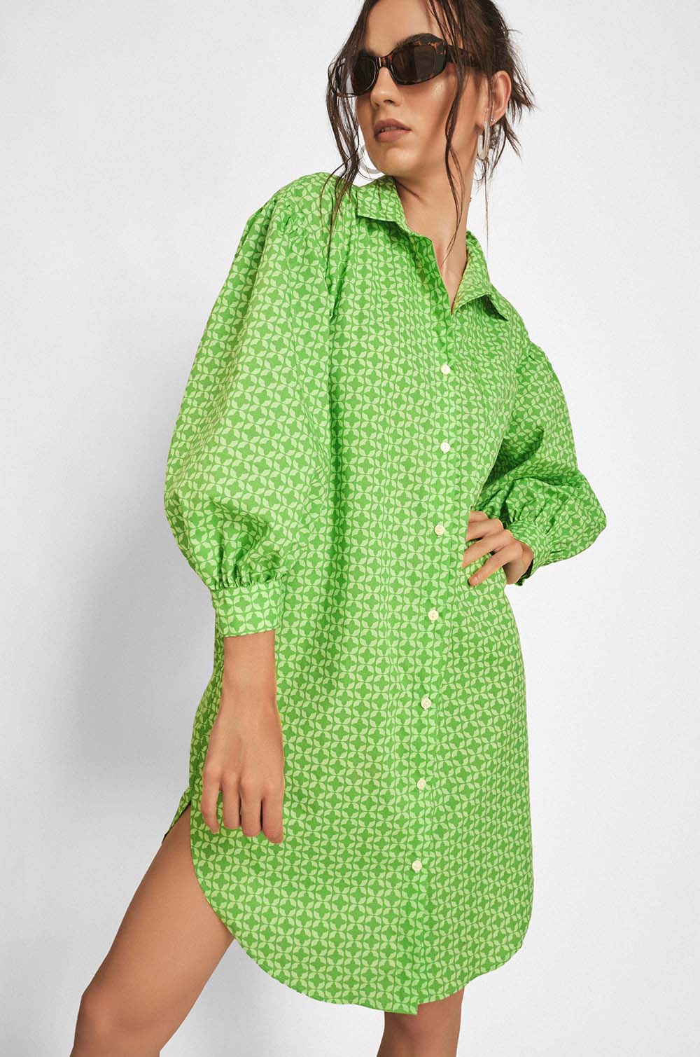 Balloon Sleeve Shift Dress