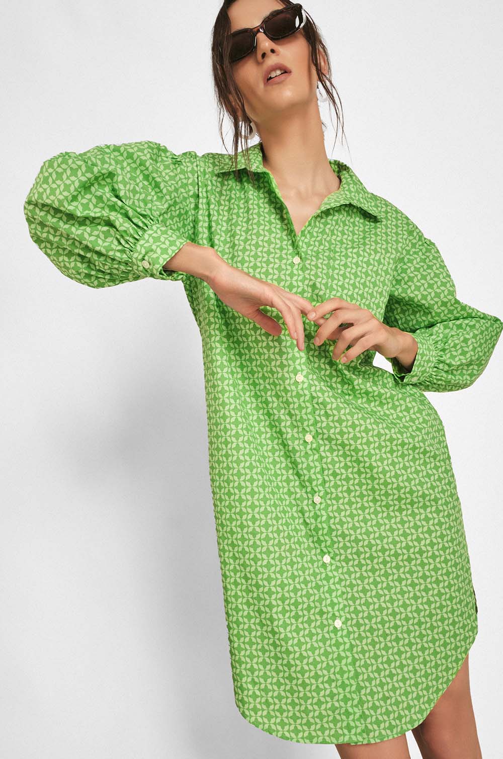 Balloon Sleeve Shift Dress