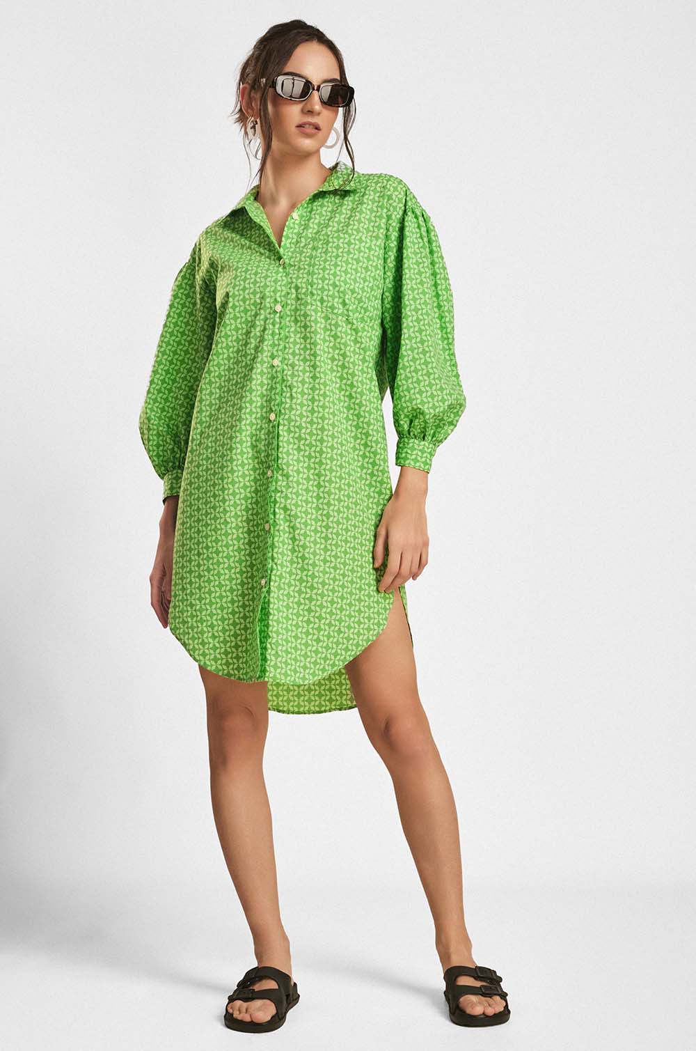 Balloon Sleeve Shift Dress