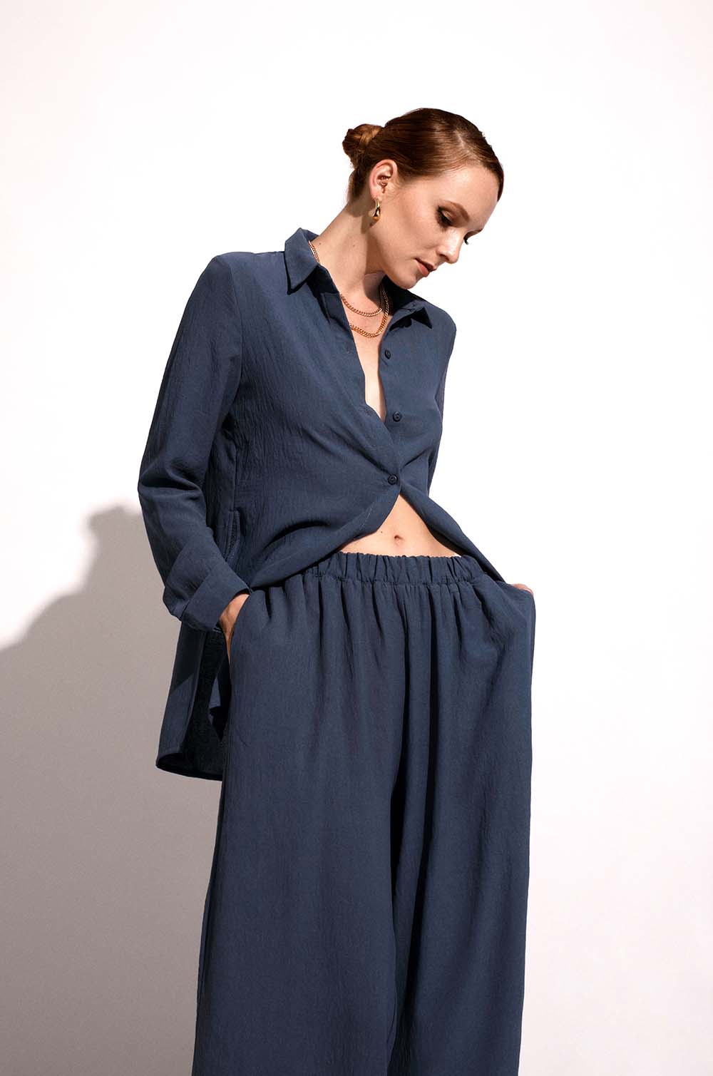 Elasticated Lounge Pant-Blue