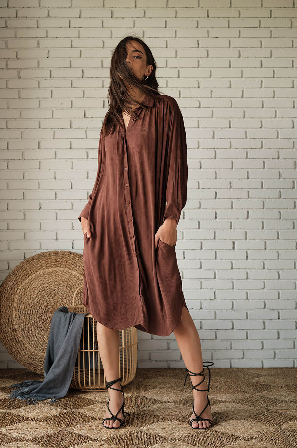 Dropped Shoulder Shirt Dress