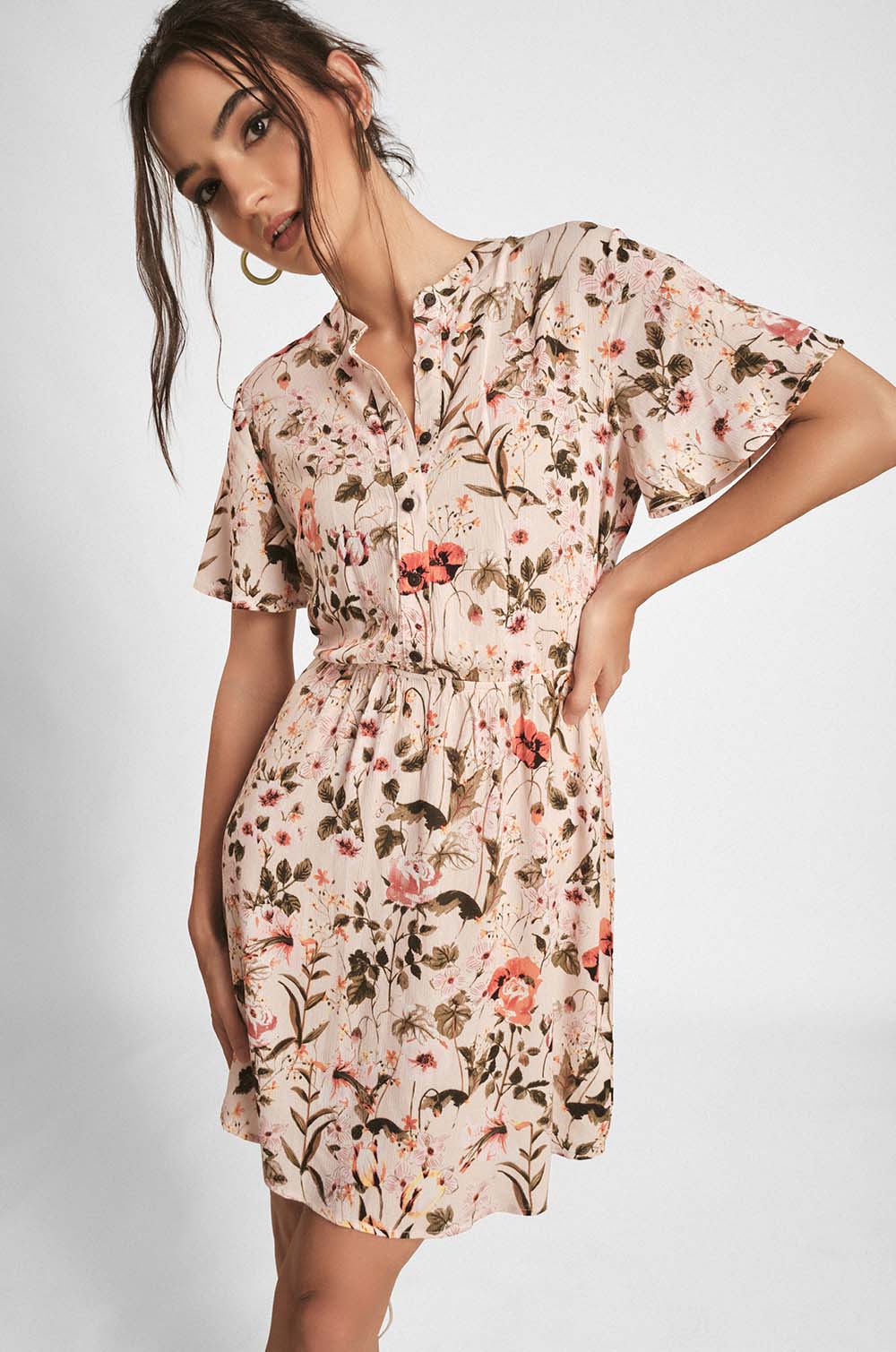 Flare Sleeve Floral Dress