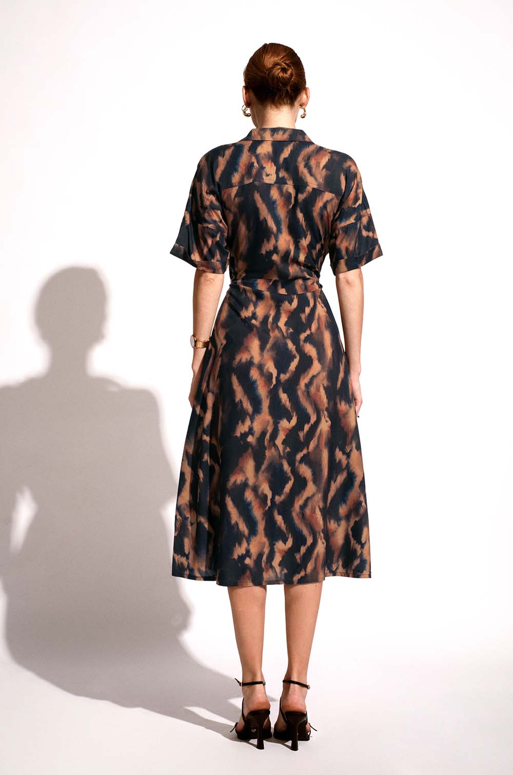 Double Pocket Midi Dress-Printed