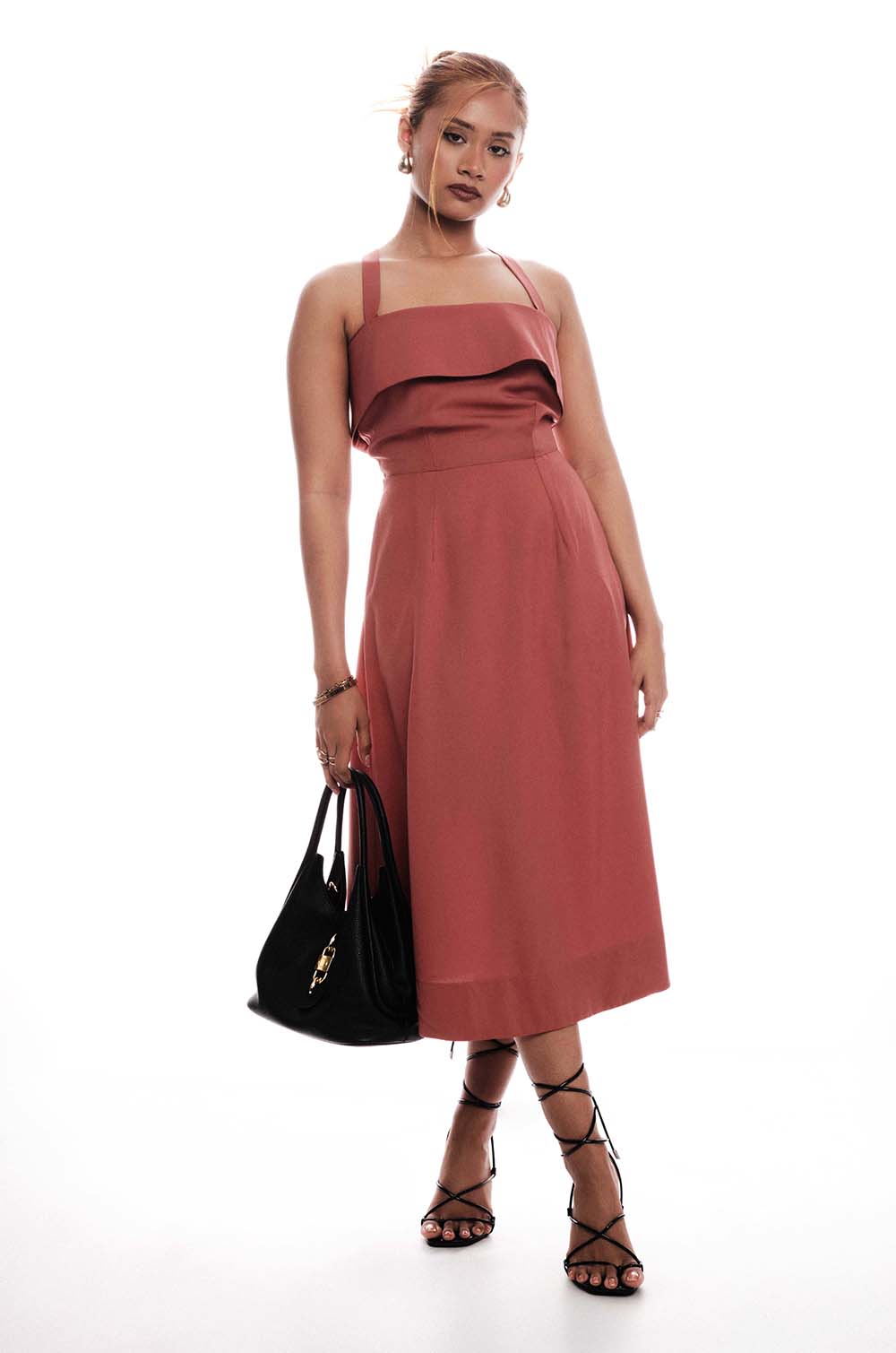 Crossed Strap Midi Dress