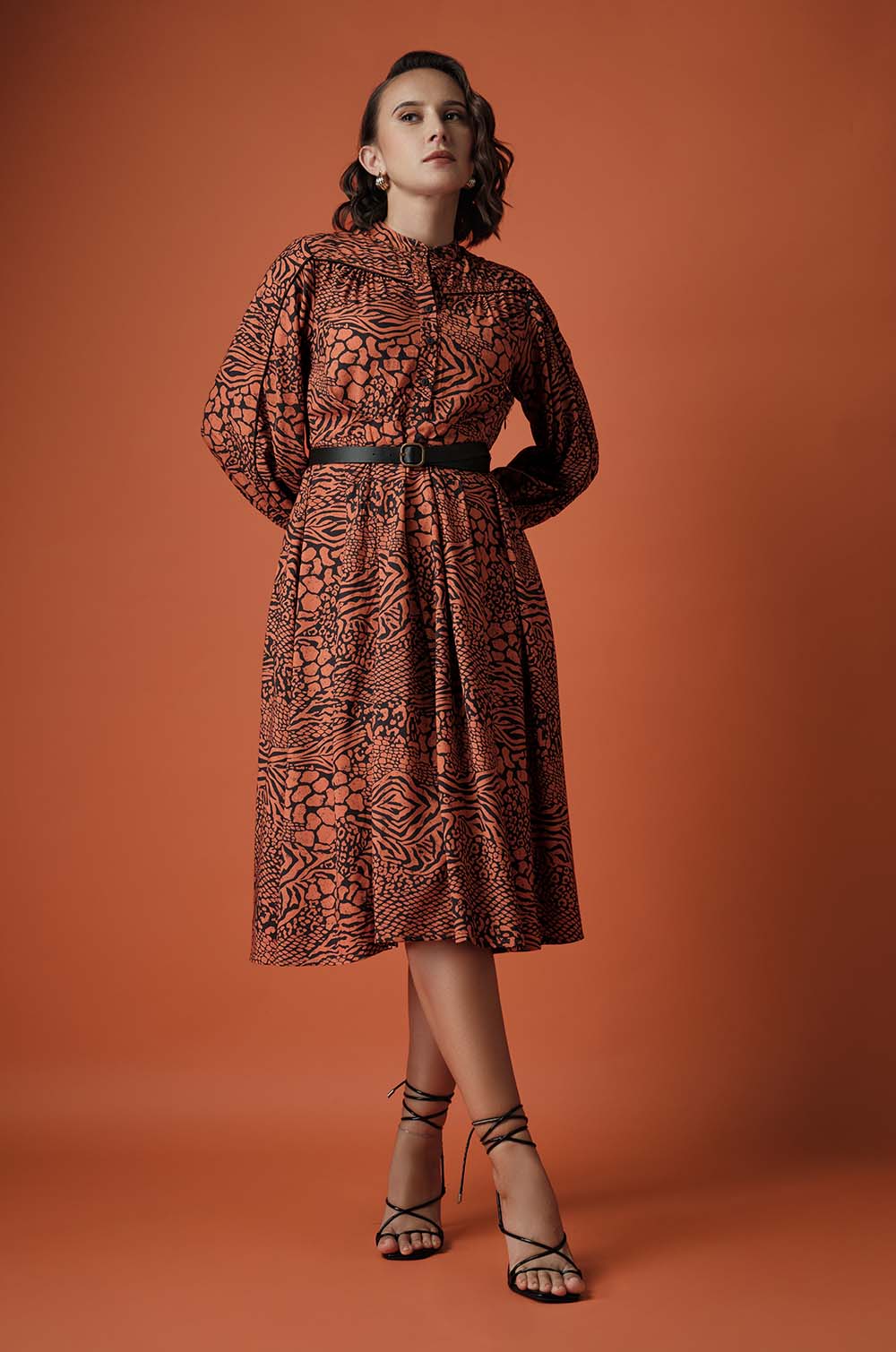 PRINTED MIDI DRESS