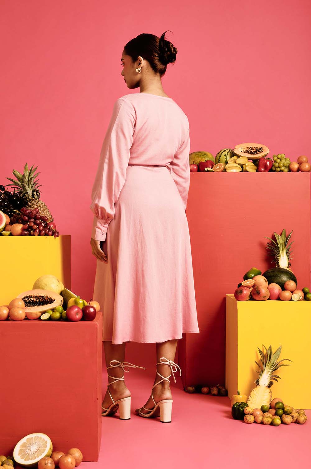 Wraparound Midi Dress - Pink