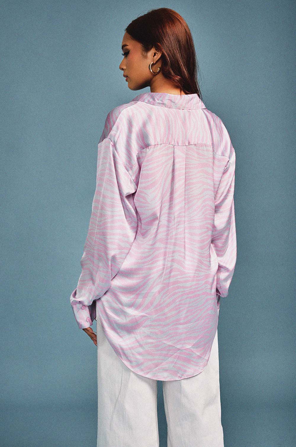 Printed Satin Oversized Shirt