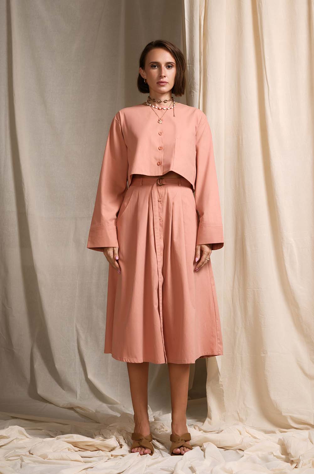 Cropped Long Sleeve Top PEACH