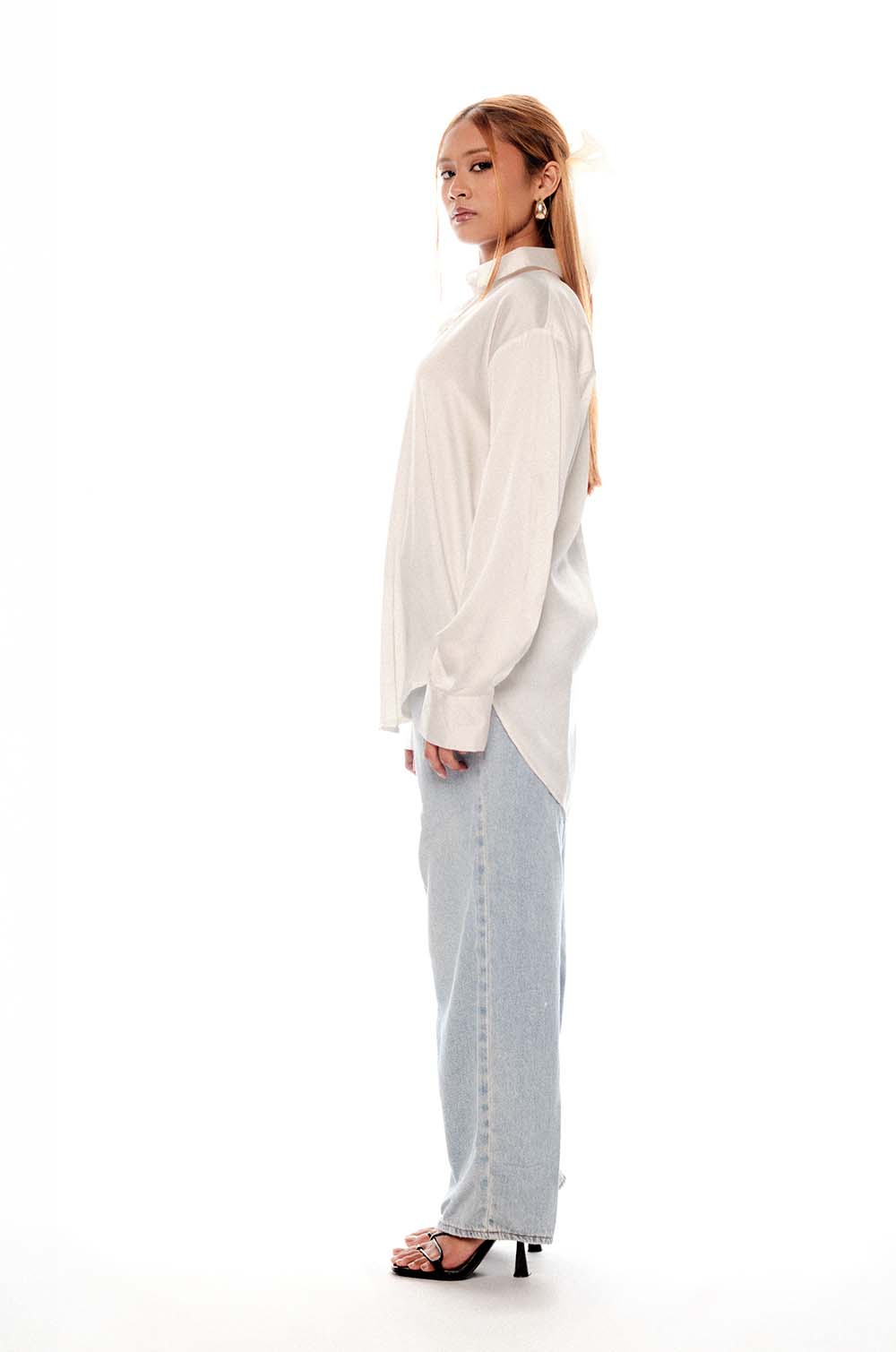 Satin Oversized Shirt Off White