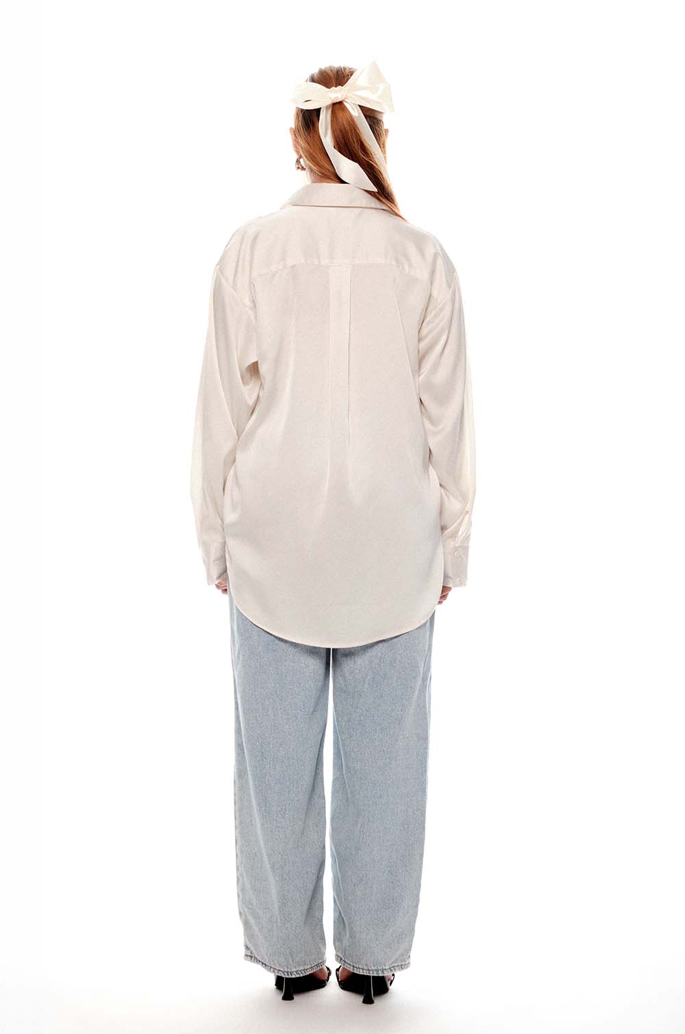 Satin Oversized Shirt Off White