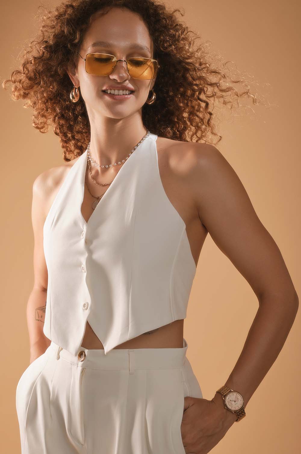 Halter Neck Vest - White