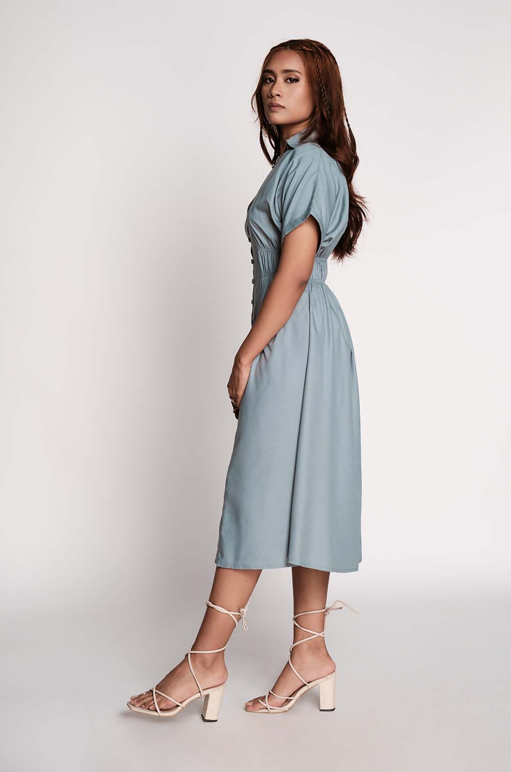 Elastic Detailed Midi Dress