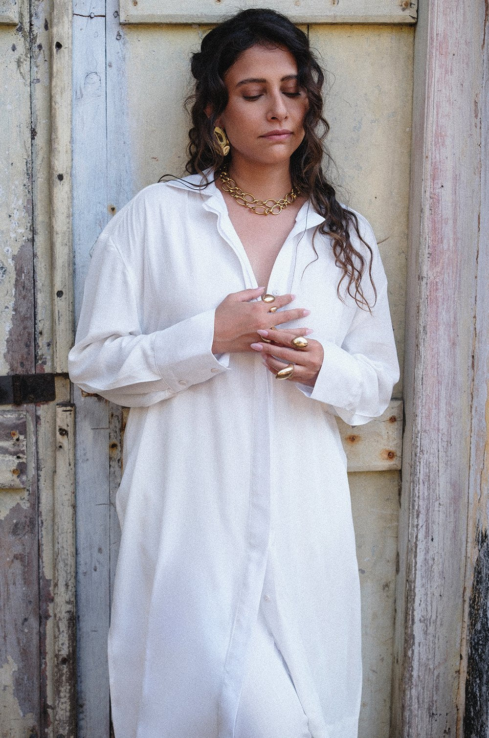 RELAXED LONG SLEEVE SHIRT - OFF-WHITE