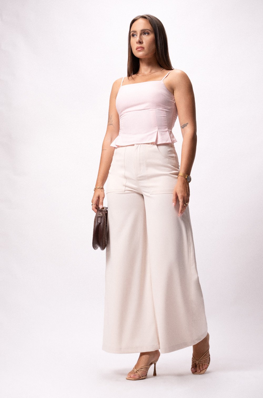 FLARED PANTS - BEIGE