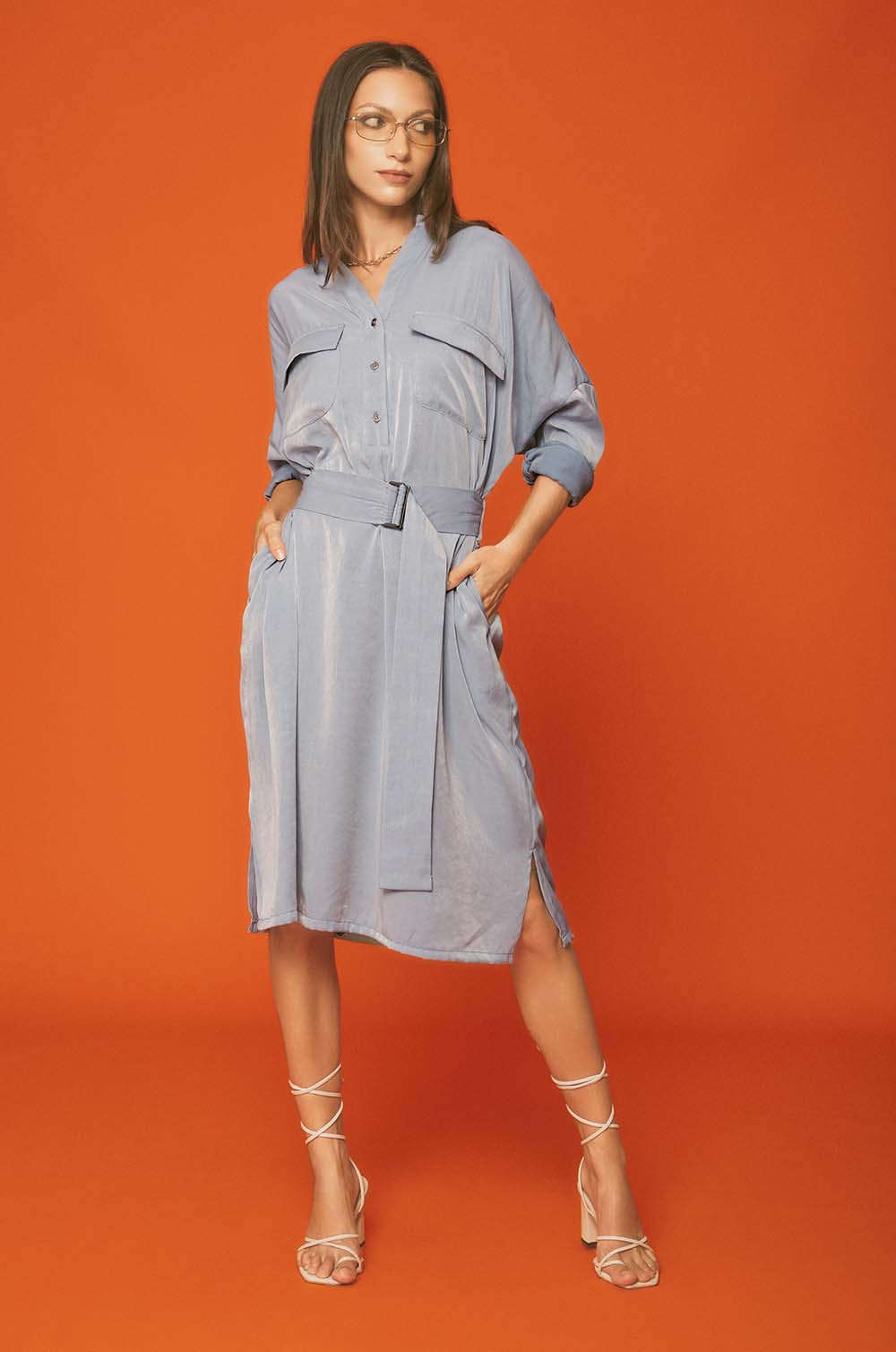 Chambray Oversized Midi Dress