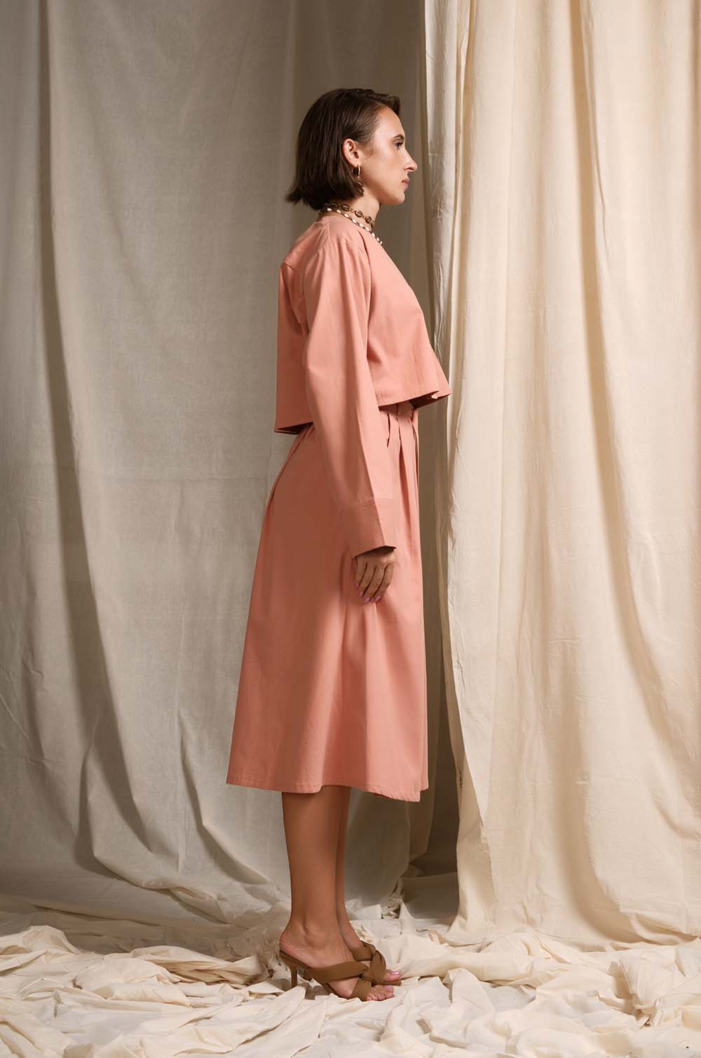 Midi Skirt With Belt PEACH