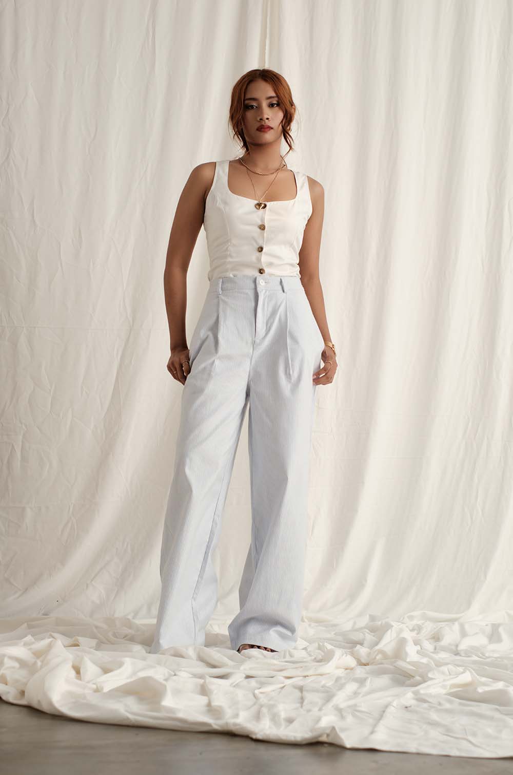 Back Elasticated Striped Pant