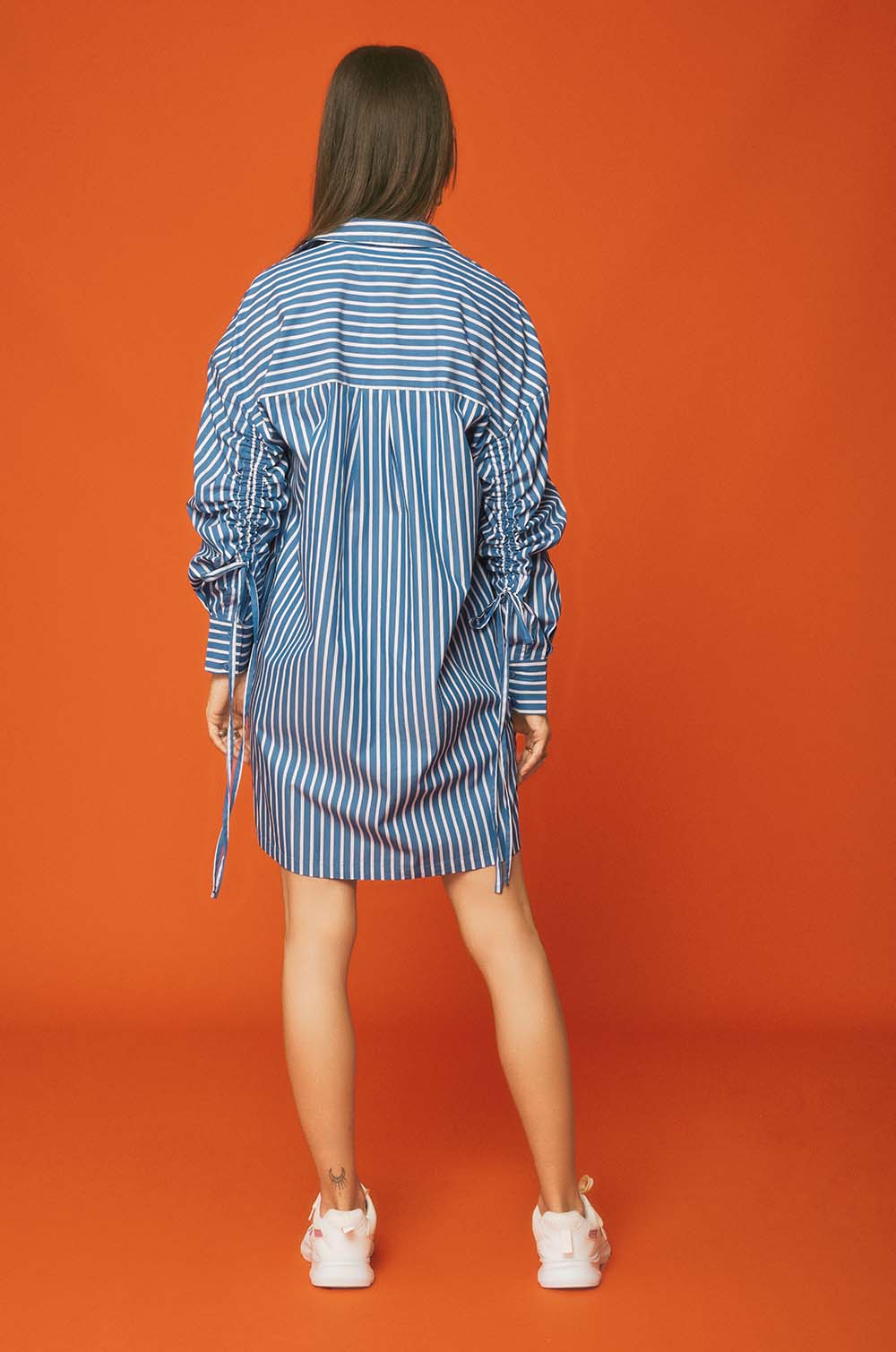 Sleeve Detailed Striped Dress