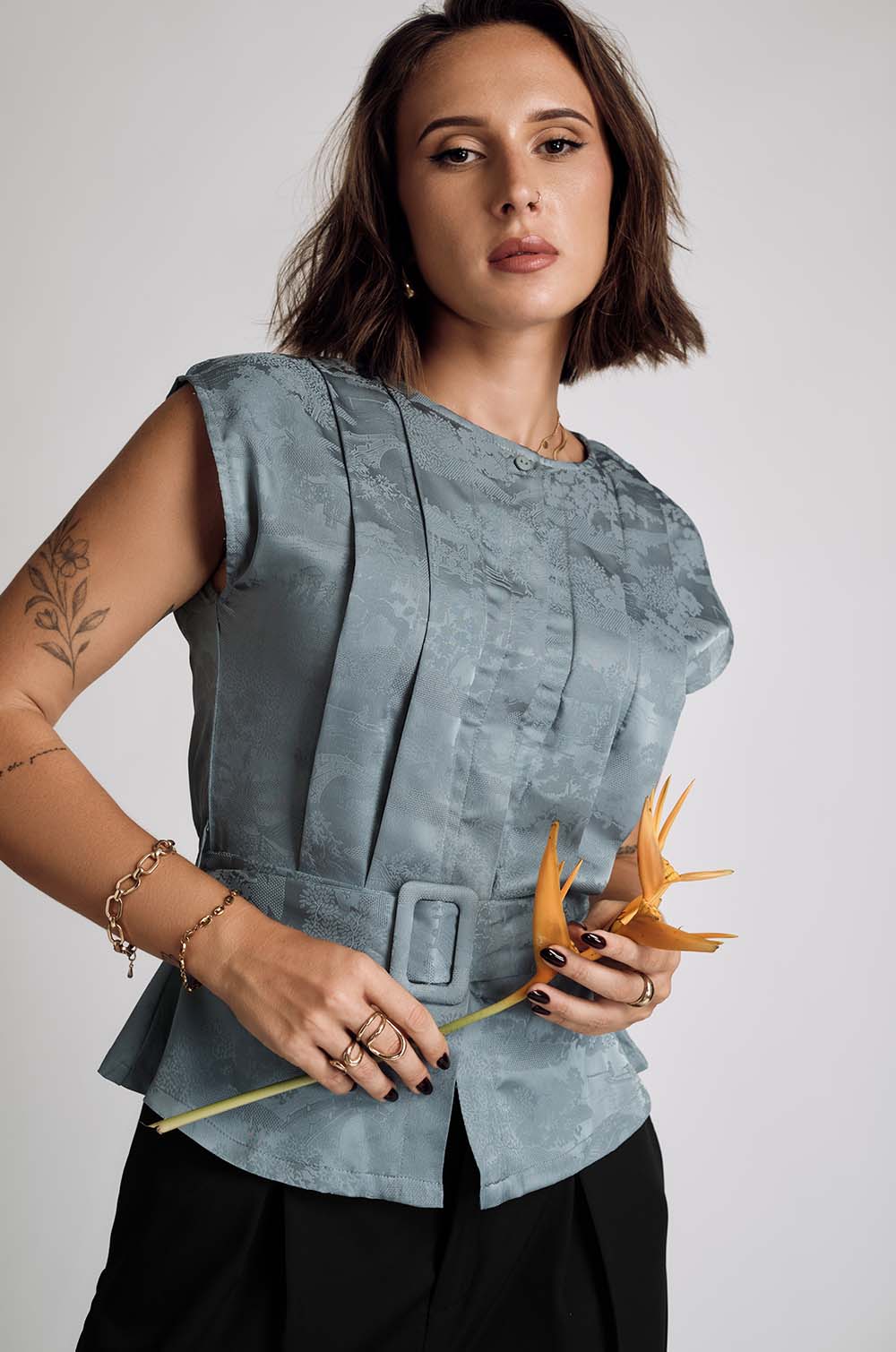 Buckled Detailed Top Blue
