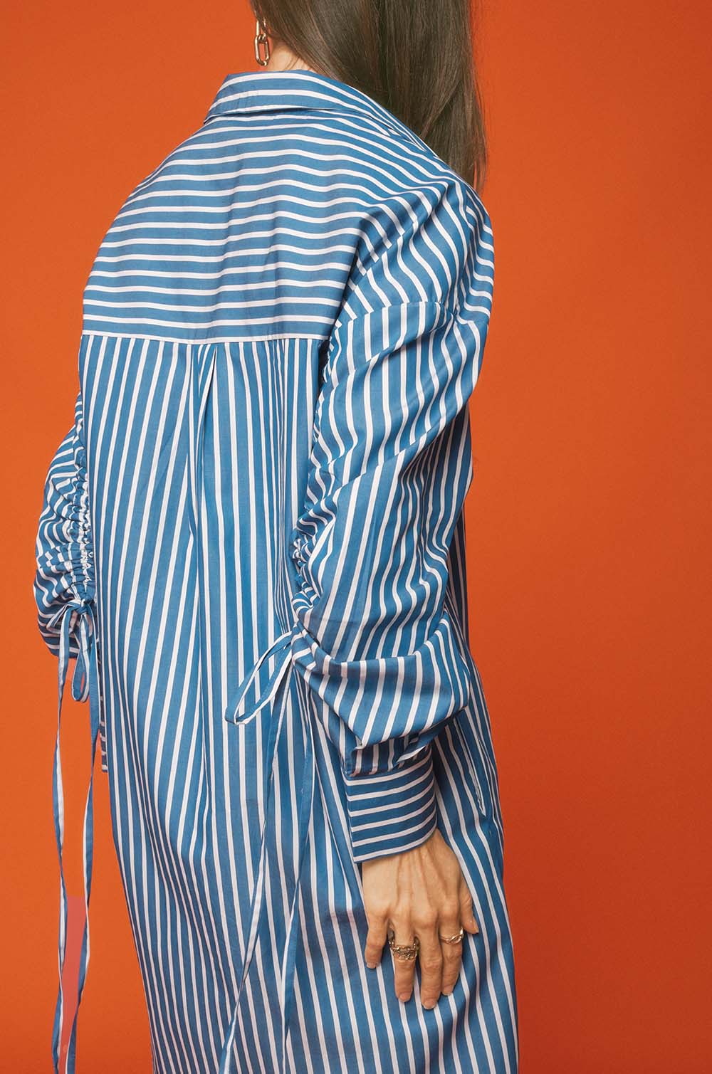 Sleeve Detailed Striped Dress