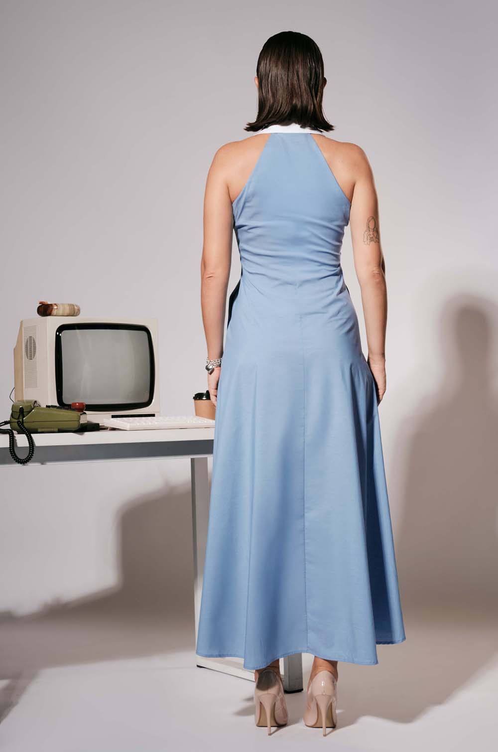 Contrast Collar Maxi Dress