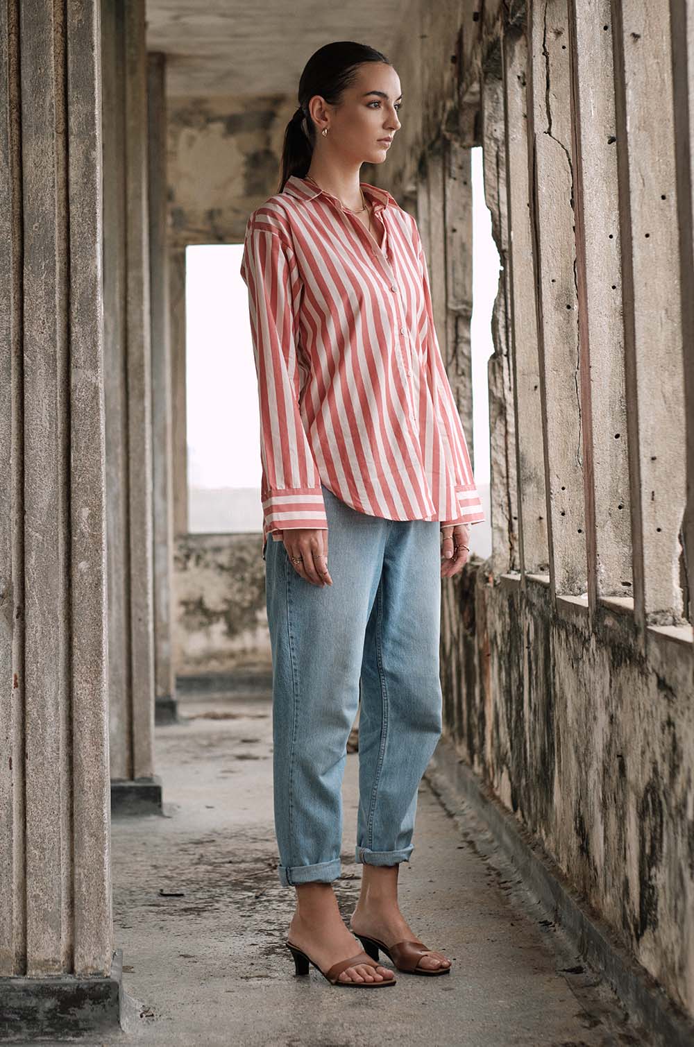 Curved Hem Oversized Shirt