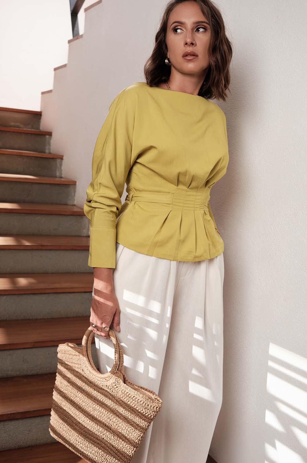 FRONT PLEATED TOP - YELLOW