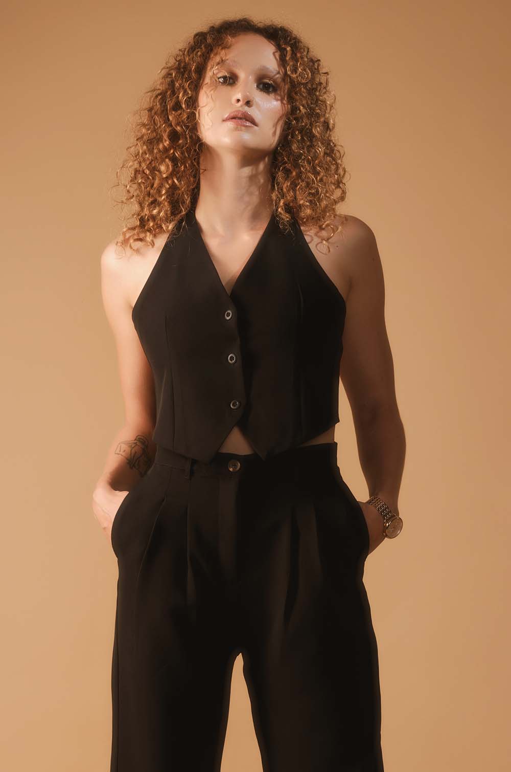 Halter Neck Vest - Black