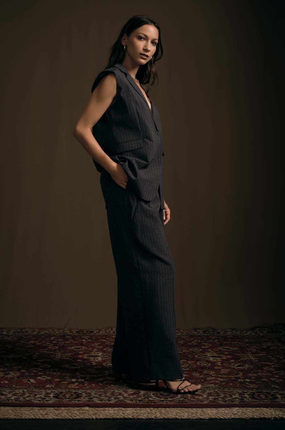 Tailored Waist Coat & Pant Suit - Charcoal