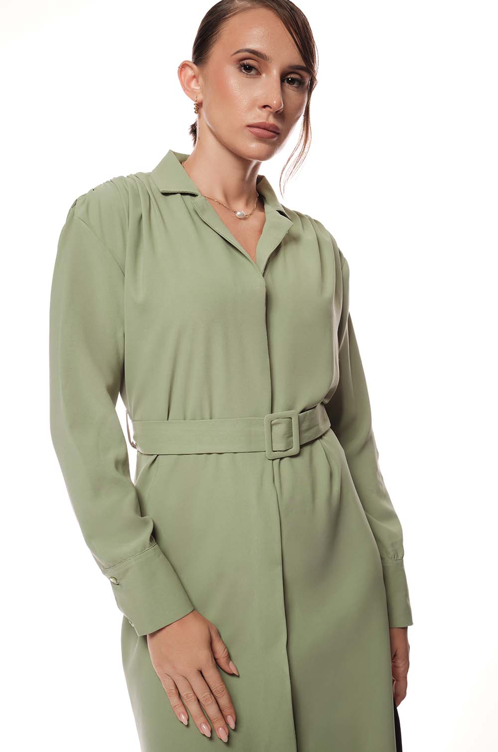 Shoulder Detailed Dress - green
