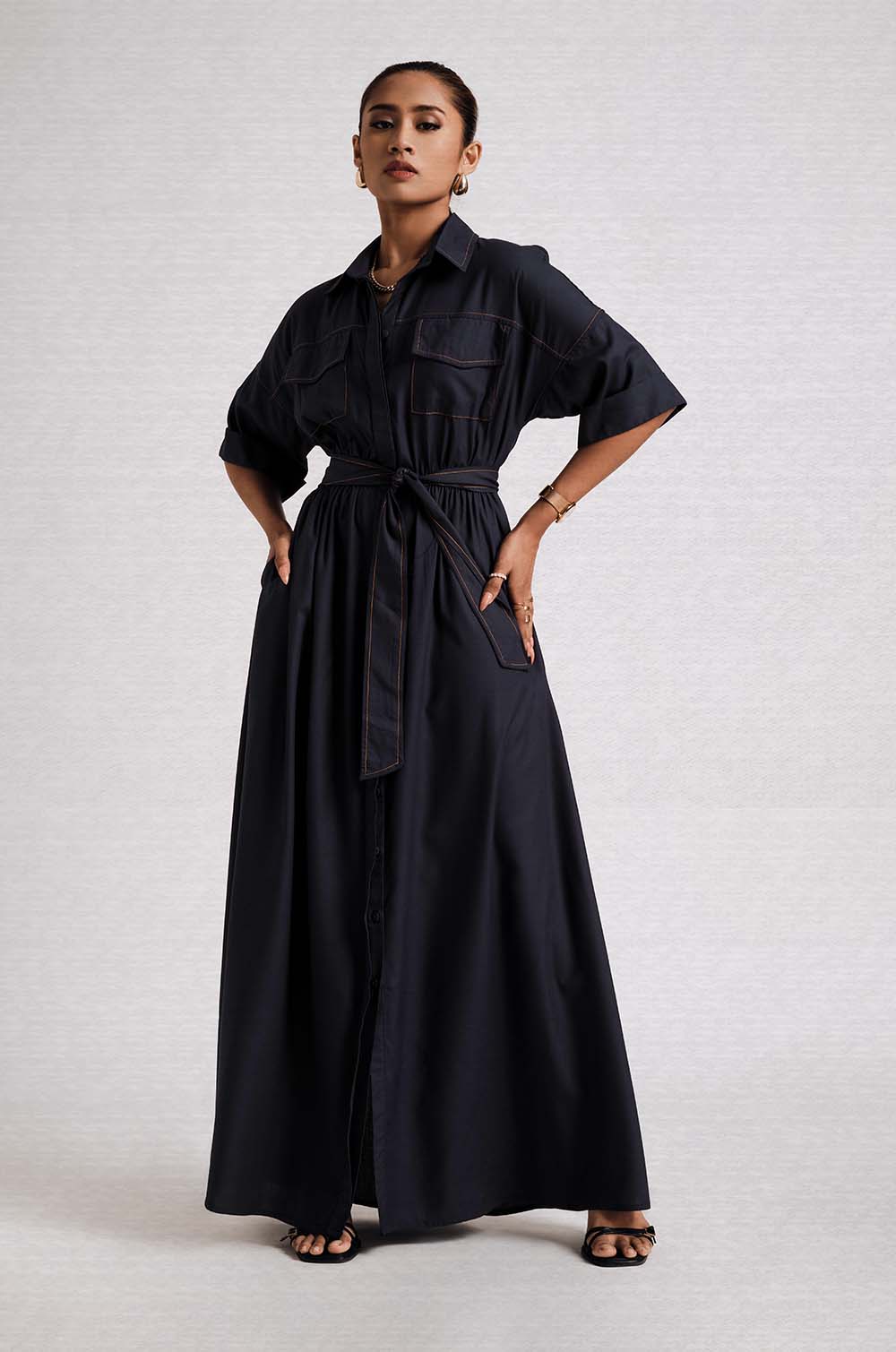 Double Pocket Maxi Dress - Navy