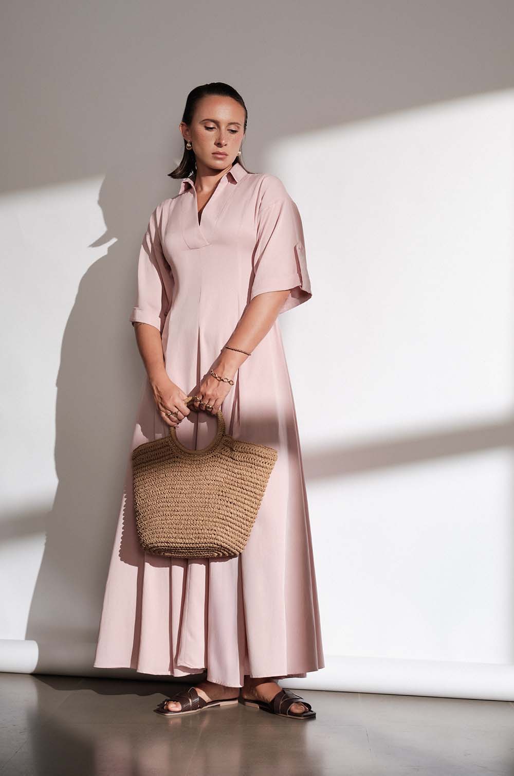 VOLUMED SLEEVE MAXI DRESS