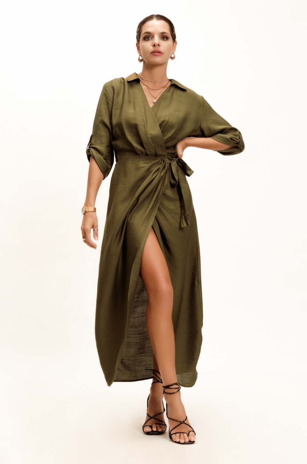 Wraparound Maxi Dress - Olive