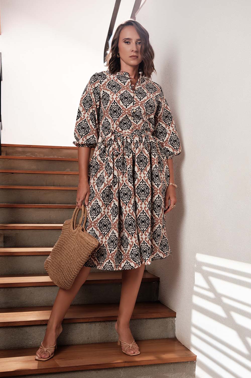 PRINTED MIDI DRESS