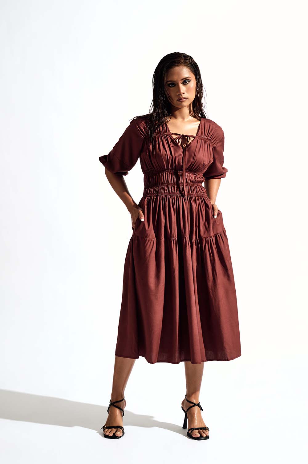 Gathered Midi Dress