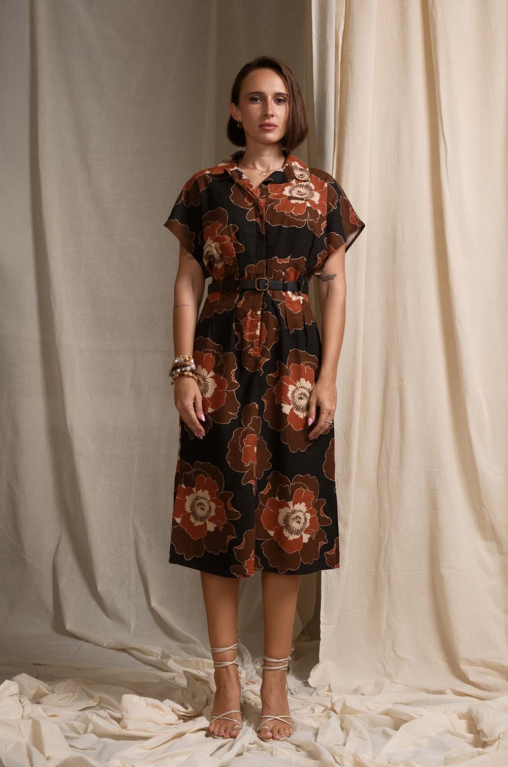 kimono Sleeve Midi Dress PRINTED