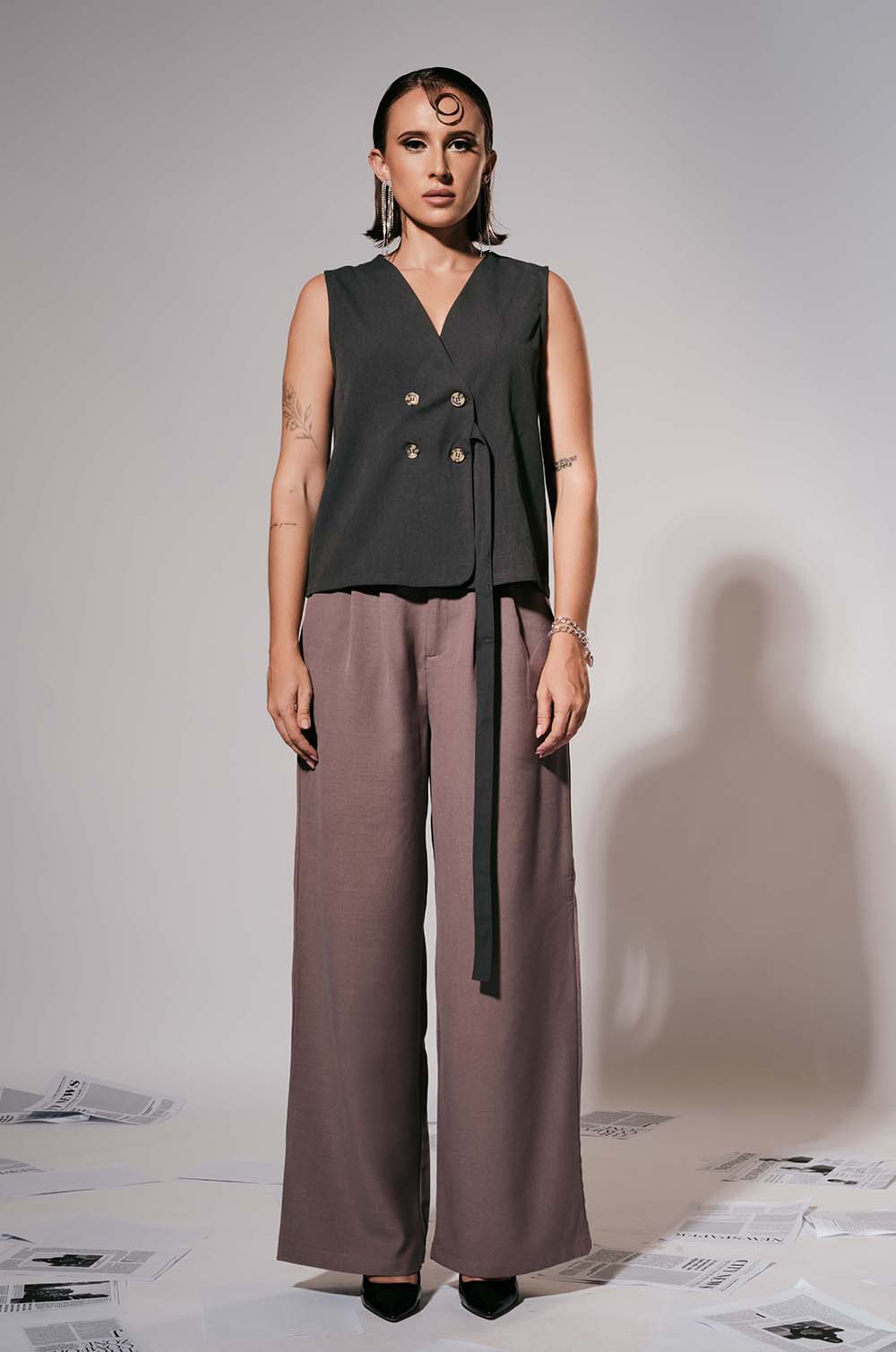 Lose fitted Vest Dark Hrey