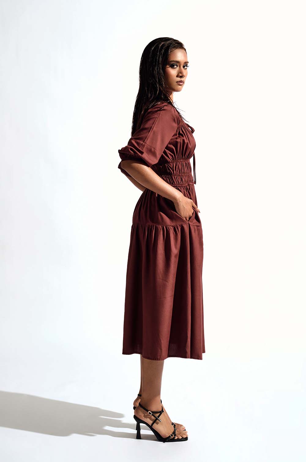 Gathered Midi Dress