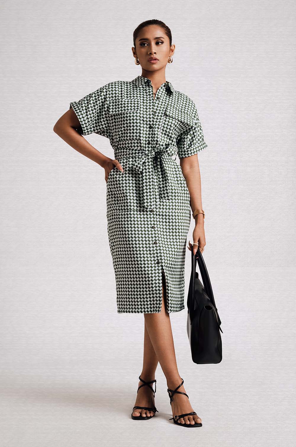 Double Pocket Gingham Dress