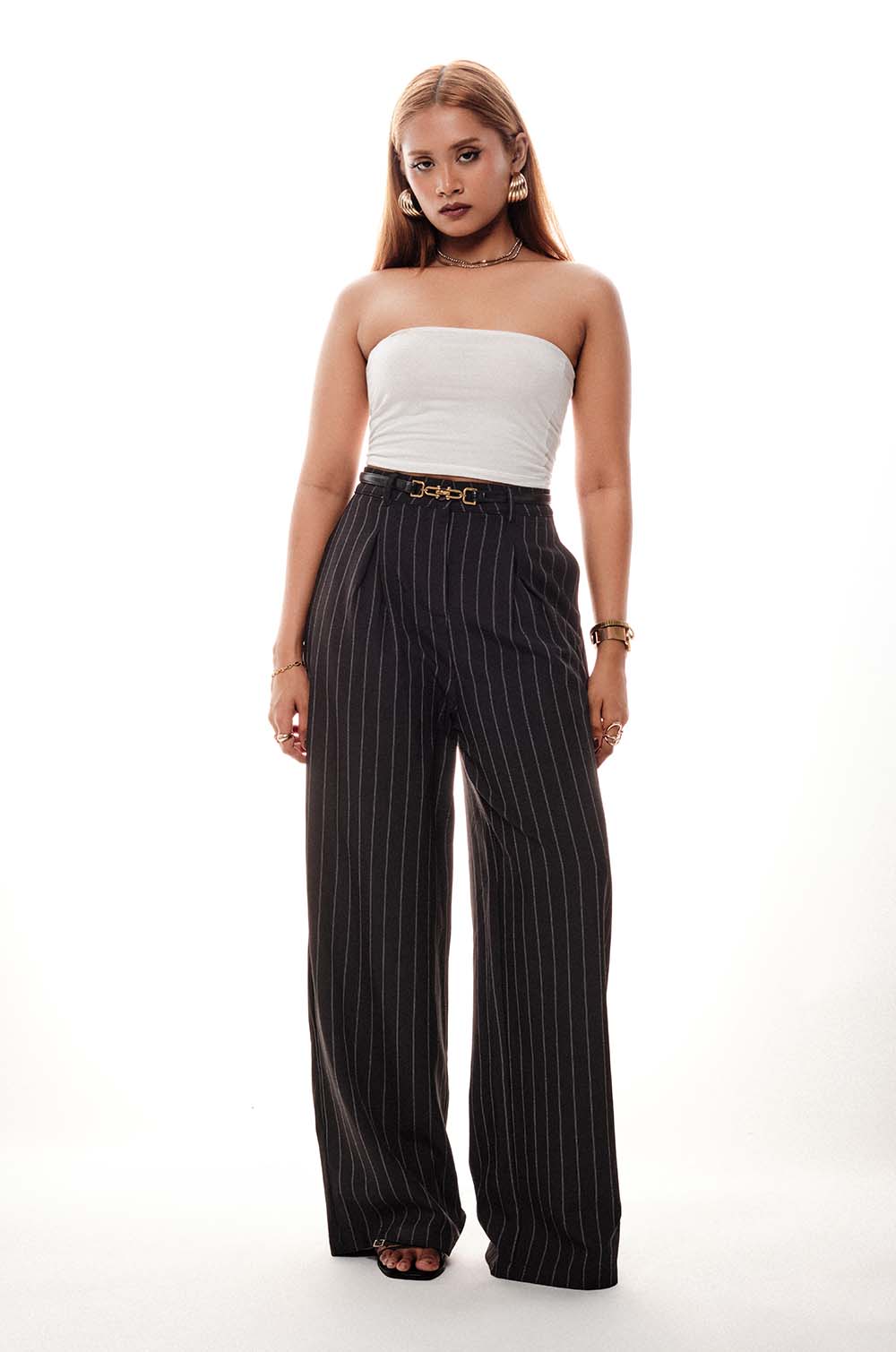 Striped Tailored Pants Black