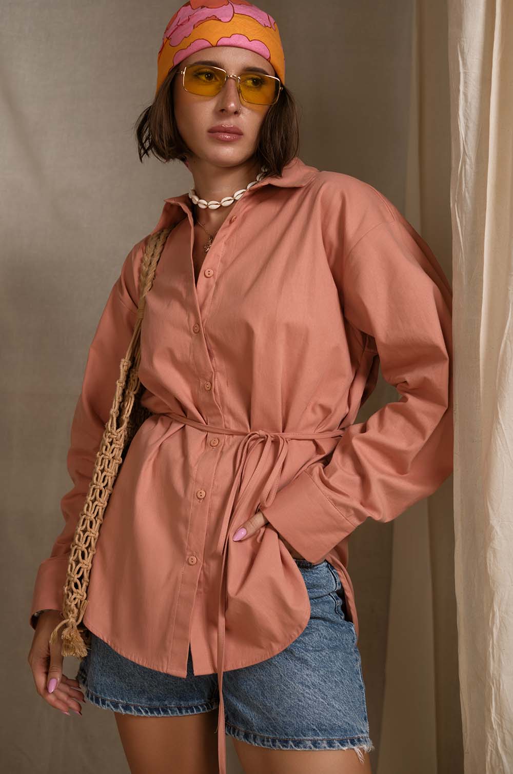 Oversized Shirt With Tie