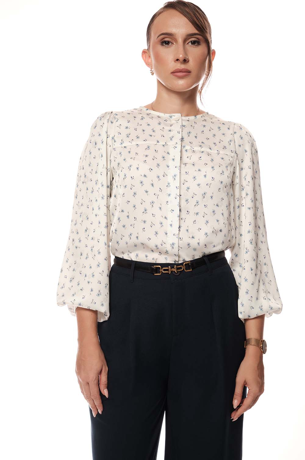 Ditsy Floral Balloon Sleeve Top