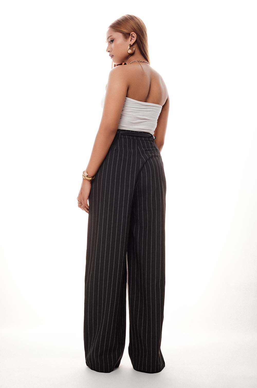 Striped Tailored Pants Black