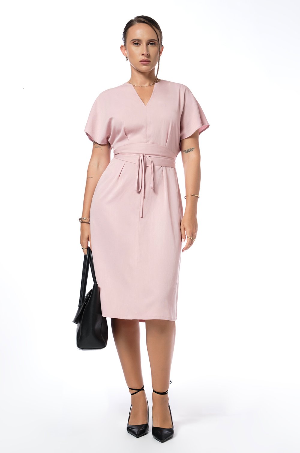 BELT DETAILED MIDI DRESS