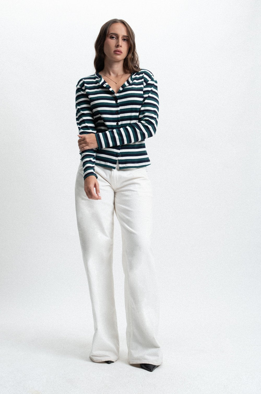 LONG SLEEVE BUTTON-UP T-SHIRT