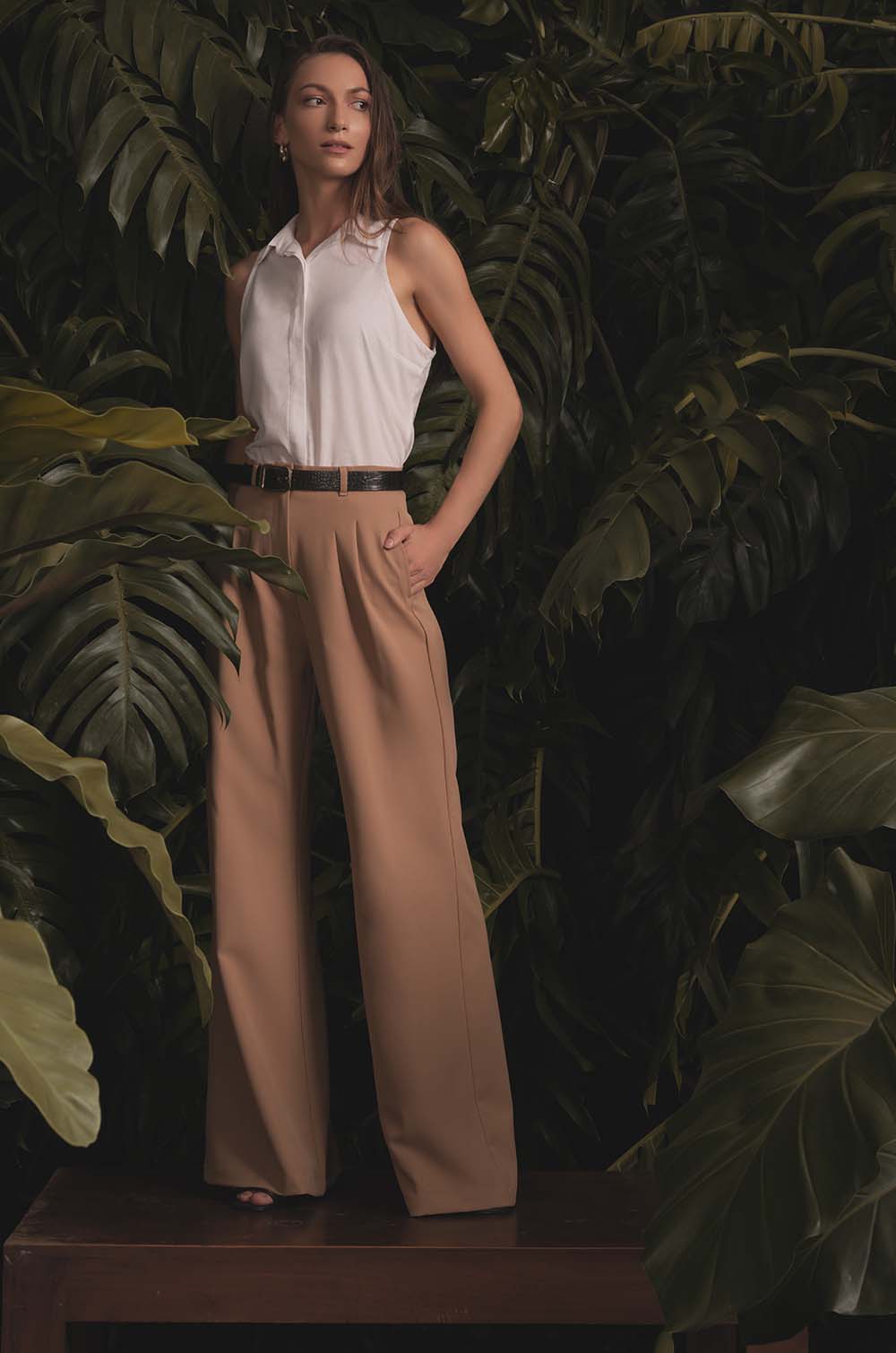 Soft Tailored Pants-Beige