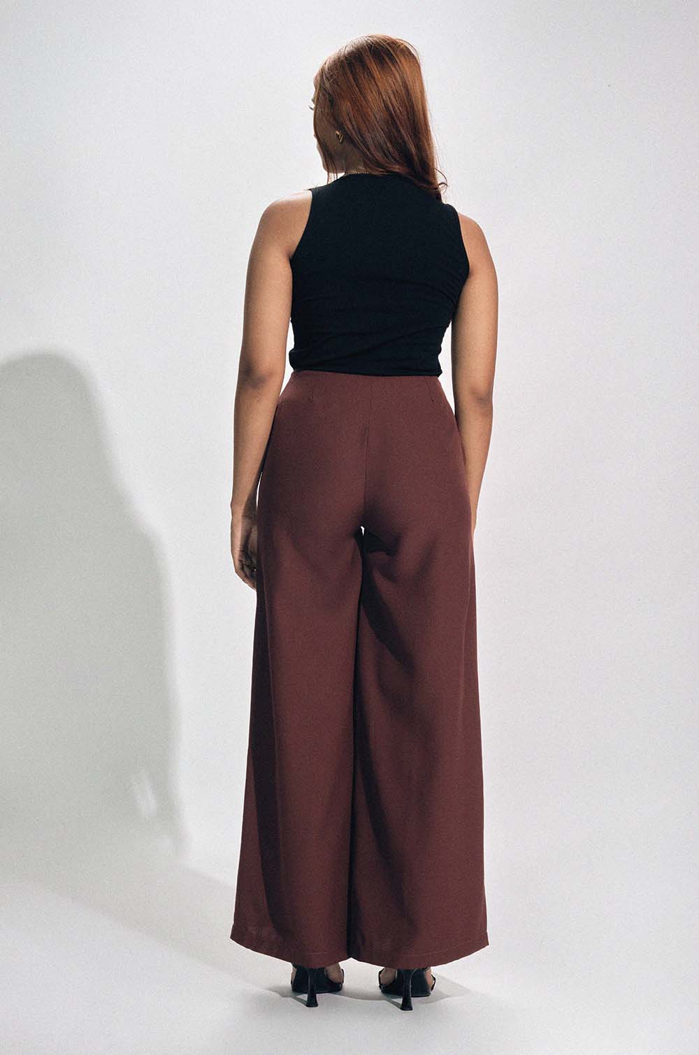 Pin Tuck Pants - Maroon